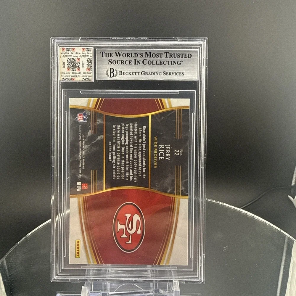 1997 Game Worn Jersey Panini Select Snapshots 22 Jerry‎ Rice Prizm BGS 9